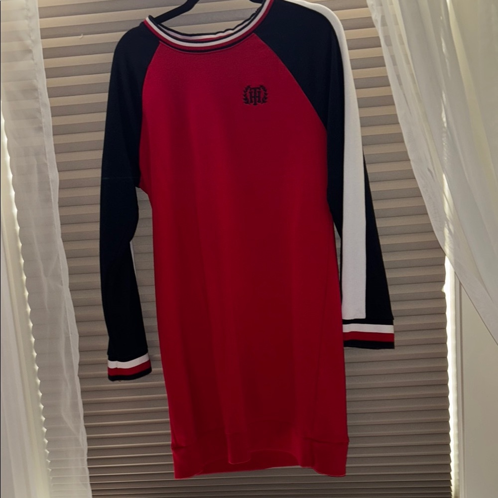 Tommy Hilfiger Red and Black Long Sleeve Dress